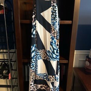 Trina Turk Maxi Dress - Black, Blue, White, Leopard Print